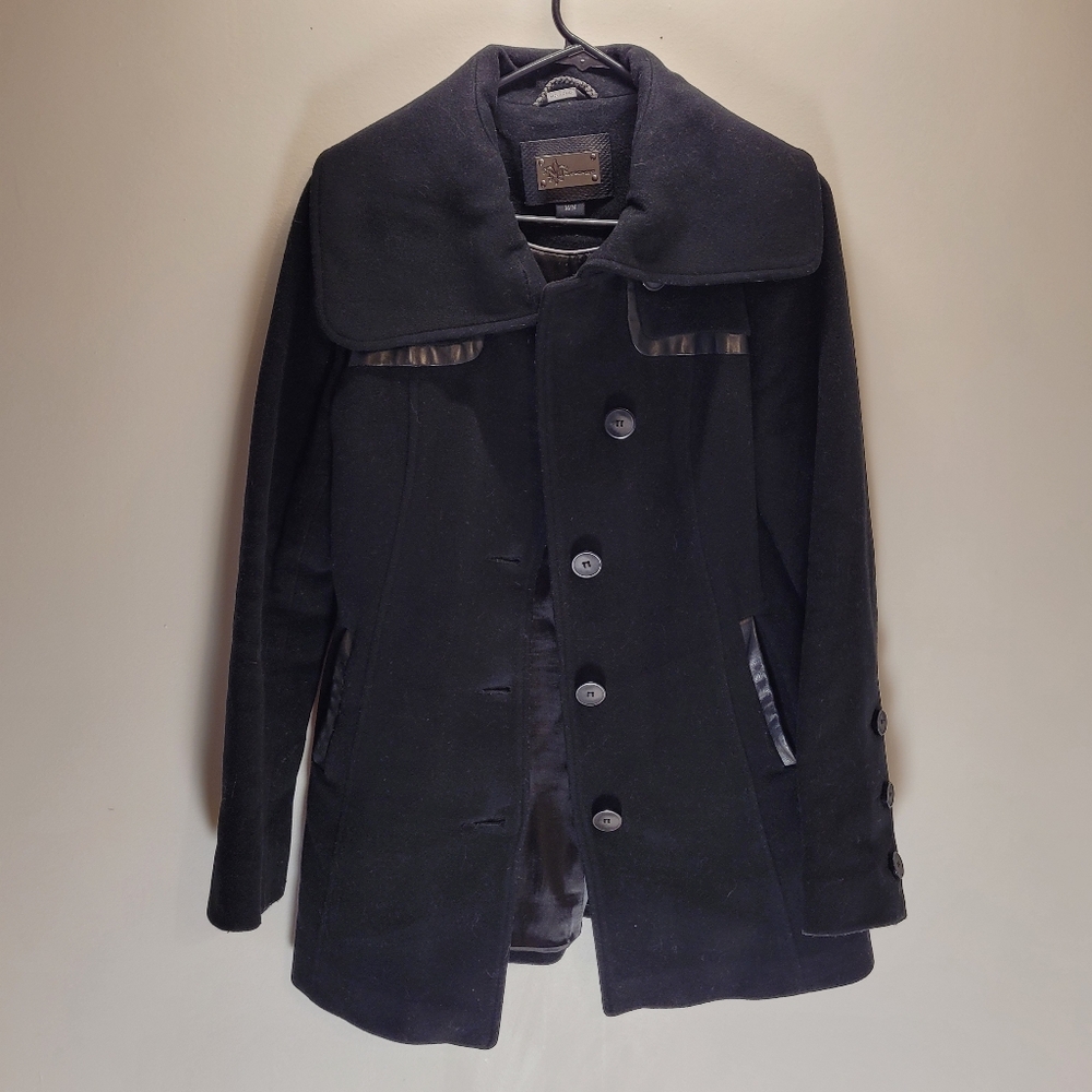 Mackage 70% wool Alma black pea coat- size medium - Picture 2 of 10
